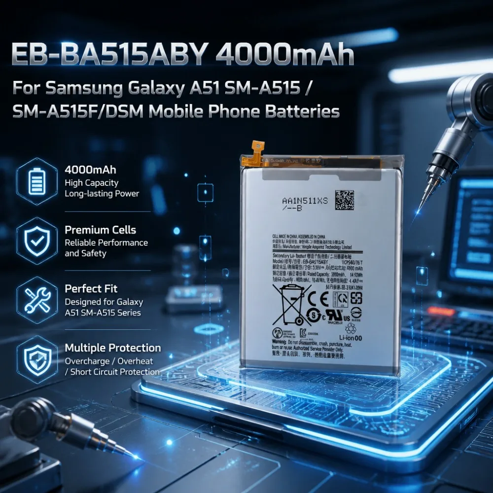 EB-BA515ABY Battery 4000mAh For Samsung Galaxy A51 SM-A515 SM-A515F/DSM High Capacity Replacement Battery With Repair Tools
EB-BA515ABY Battery 4000mAh For Samsung Galaxy A51 SM-A515 SM-A515F/DSM High Capacity Replacement Battery With Repair Tools