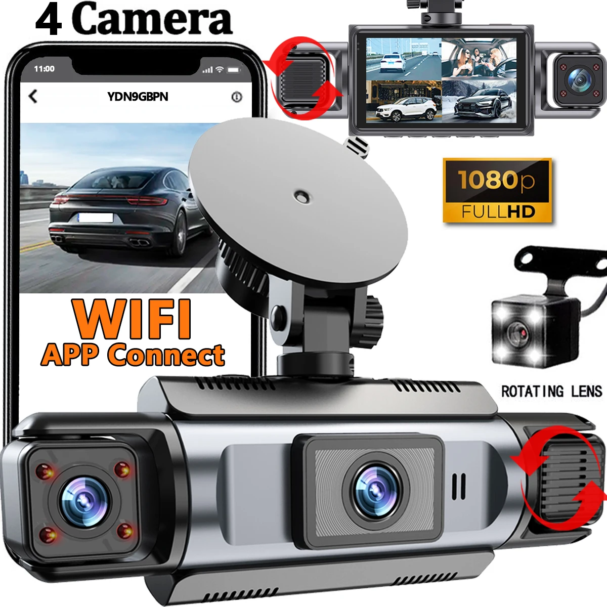 Dash Cam 4 Channel wifi Video Recorder 360° Car Recording Camera Night Vision 24H Parking Monitor Black Box Car Accessories
Dash Cam 4 Channel wifi Video Recorder 360° Car Recording Camera Night Vision 24H Parking Monitor Black Box Car Accessories