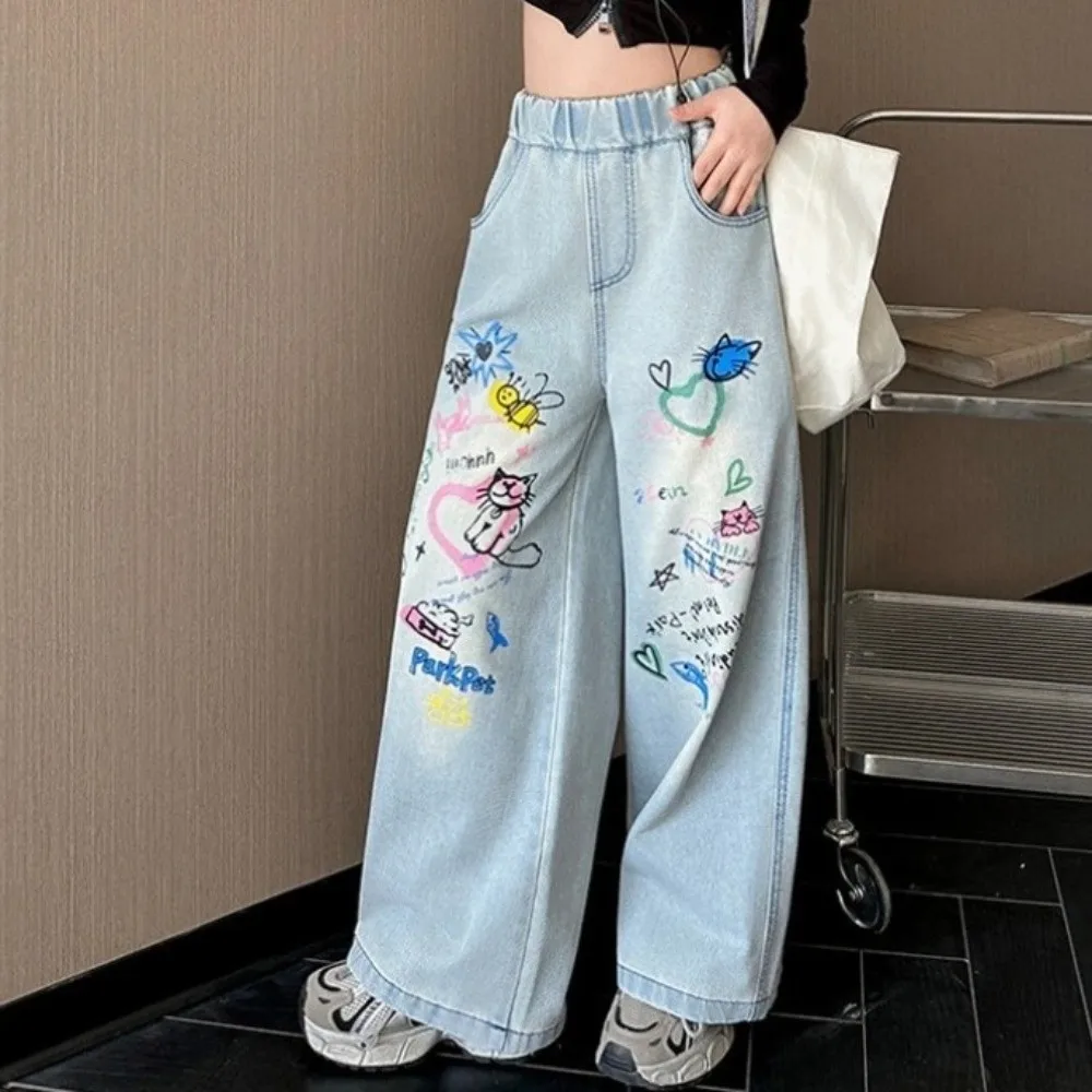 Harajuku Straight Teen Girl Jeans Graffiti Loose Children Cartoon Jeans High Waist Streetwear Girls Denim Trousers Spring Autumn
Harajuku Straight Teen Girl Jeans Graffiti Loose Children Cartoon Jeans High Waist Streetwear Girls Denim Trousers Spring Autumn