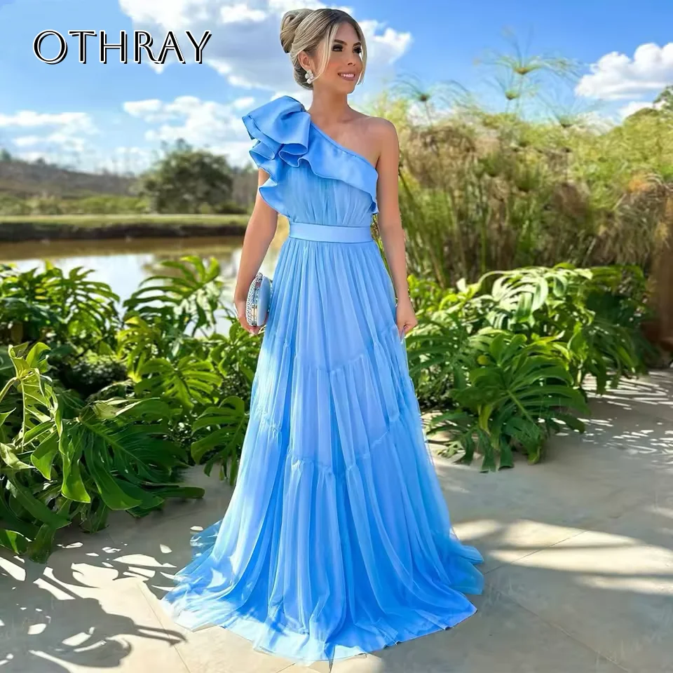 Long Ruffled One Shoulder Tulle Evening Dresses Sash Sleeveless Formal Party Dresses for Women فساتين سهرة Customized
Long Ruffled One Shoulder Tulle Evening Dresses Sash Sleeveless Formal Party Dresses for Women فساتين سهرة Customized