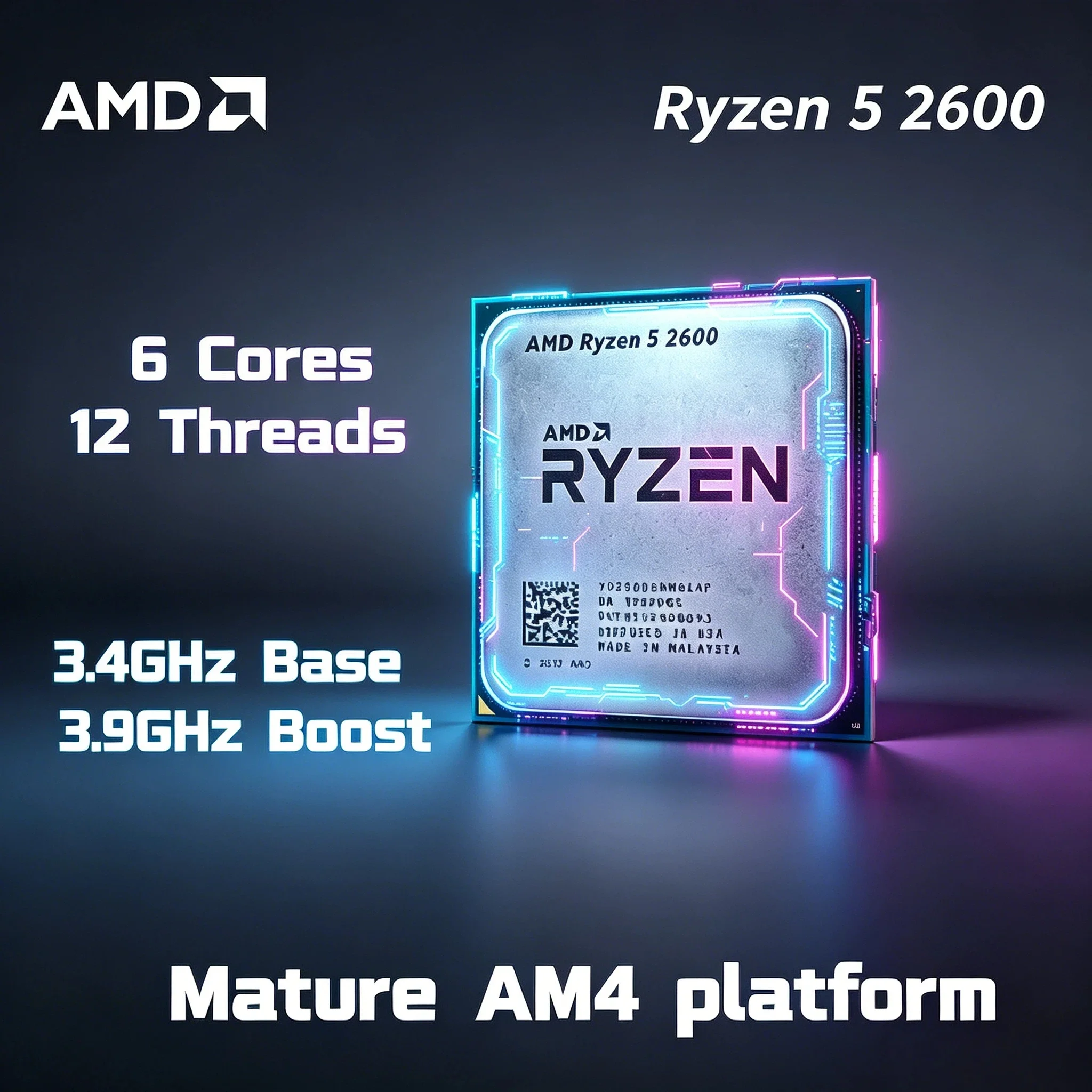 AMD Ryzen 5 2600 3.4GHz 6 Core 12 Thread AM4 Desktop Gaming Processor Office Computer Pro Max 4K Fast Speed Plus
AMD Ryzen 5 2600 3.4GHz 6 Core 12 Thread AM4 Desktop Gaming Processor Office Computer Pro Max 4K Fast Speed Plus