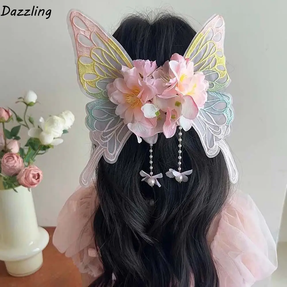 Sweet Butterfly Fairy Hair Hoop Mesh Ribbon Big Butterfly Wing Hairpins Hair Accessories Embroidery Flower Headband Women
Sweet Butterfly Fairy Hair Hoop Mesh Ribbon Big Butterfly Wing Hairpins Hair Accessories Embroidery Flower Headband Women