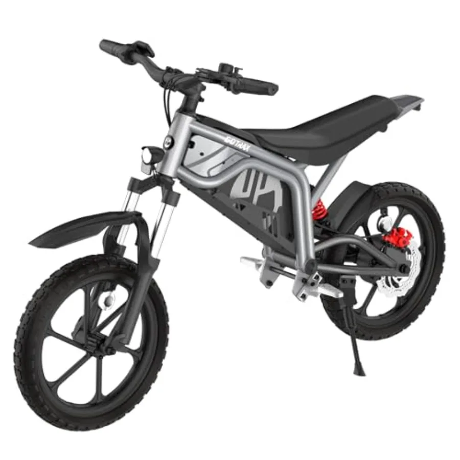 Electric dirt bike for kids: motocross application steel frame black-red color 16-mile range with 2-speed modes and dual suspen
Electric dirt bike for kids: motocross application steel frame black-red color 16-mile range with 2-speed modes and dual suspen