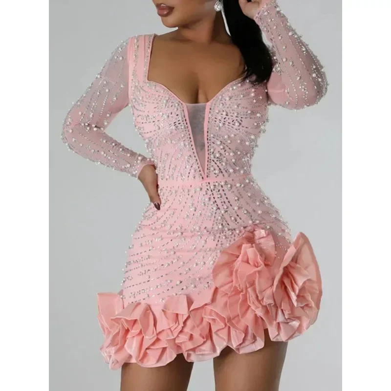 Customized 2025 Party Dresses Beading Diamond Long Sleeves Ruffles for women Shiny Elegant Wedding Guest Gown Occasion Celebrate
Customized 2025 Party Dresses Beading Diamond Long Sleeves Ruffles for women Shiny Elegant Wedding Guest Gown Occasion Celebrate