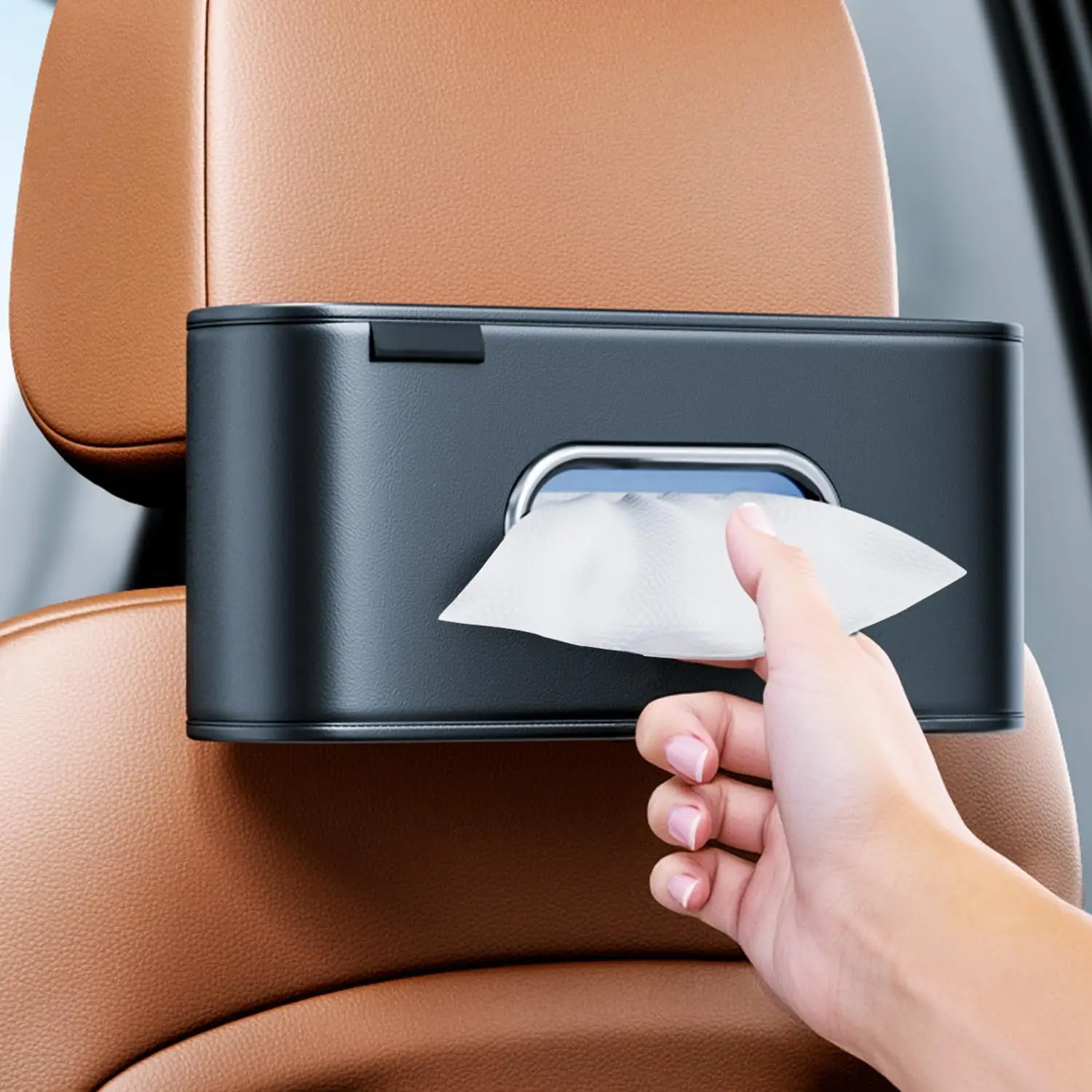 Car Tissue Holder for Standard 80-160 Count Boxes, PU Leather Tissue Box Cover with Elastic Straps, Black
Car Tissue Holder for Standard 80-160 Count Boxes, PU Leather Tissue Box Cover with Elastic Straps, Black