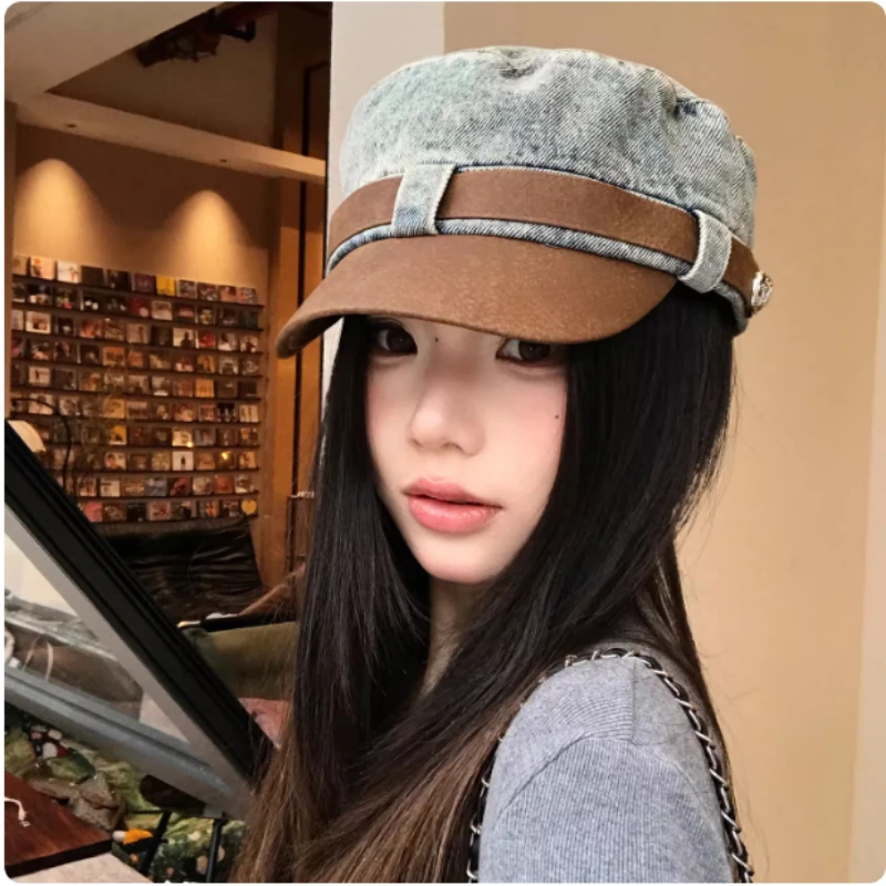 Корейская версия винтажной джинсовой кепки-фуражки с плоским верхом для женщин, весенне-летняя, универсальная, с комбинированными вставками, солнцезащитная, в стиле художника
Корейская версия винтажной джинсовой кепки-фуражки с плоским верхом для женщин, весенне-летняя, универсальная, с комбинированными вставками, солнцезащитная, в стиле художника