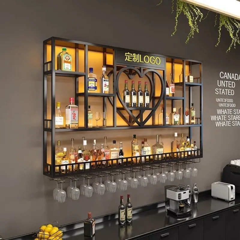 Bar wine cabinet against the wall Wall-mounted wrought iron display rack Industrial style bar Baijiu restaurant Wine rack
Bar wine cabinet against the wall Wall-mounted wrought iron display rack Industrial style bar Baijiu restaurant Wine rack