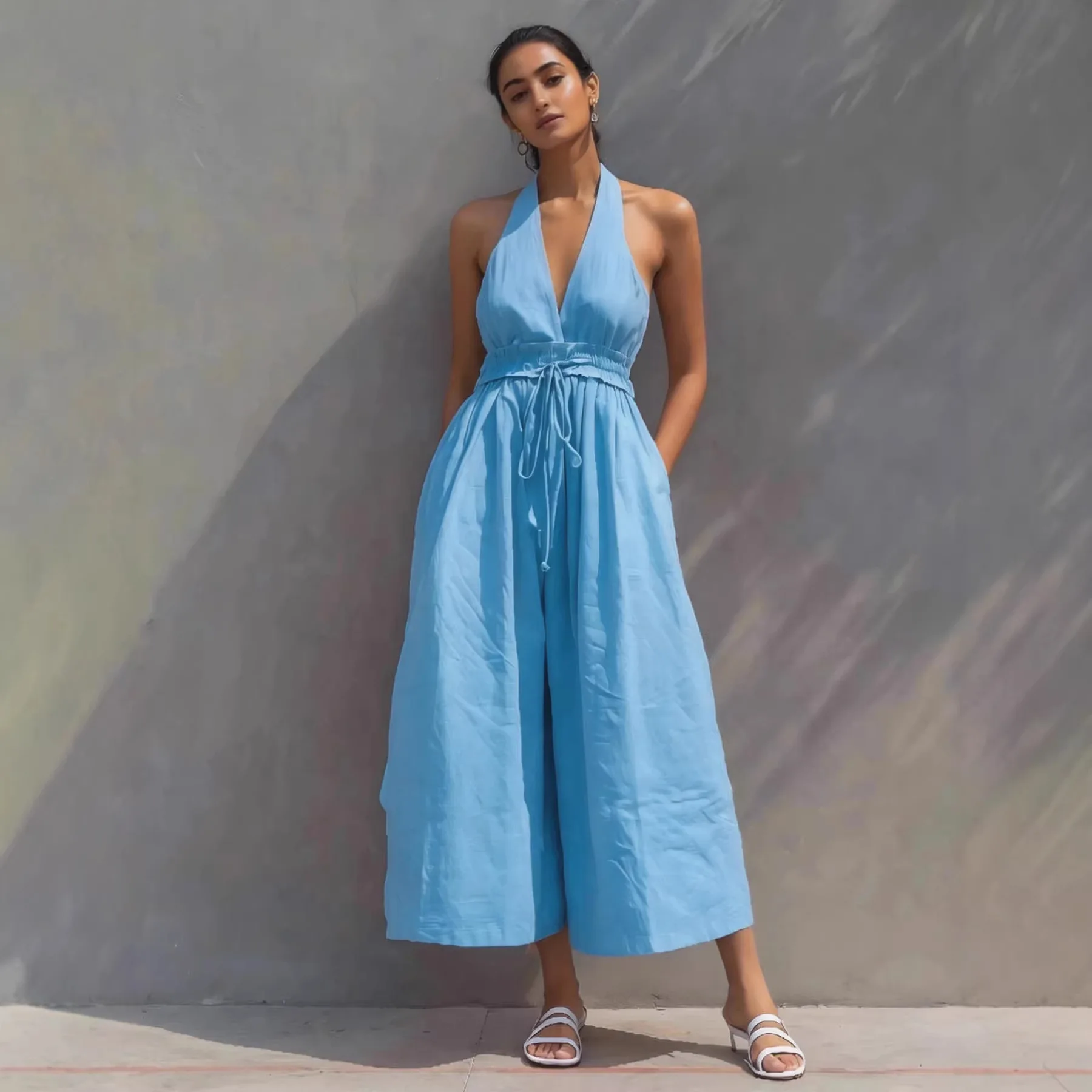 2026 Women's New Holiday Style V-neck Lace-up Jumpsuit
2026 Women's New Holiday Style V-neck Lace-up Jumpsuit