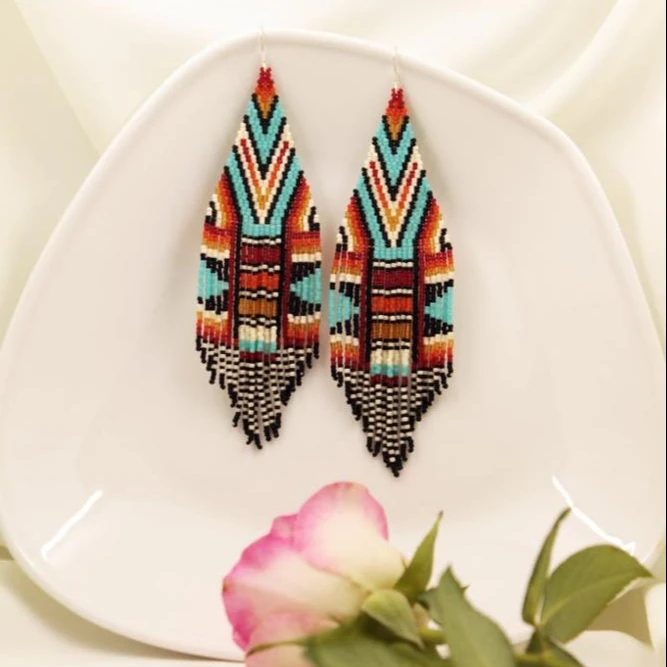 Bohemia Beaded earrings Gradient color Geometry Personality Pattern Hand-woven Female Alloy Versatile Rainbow Rice bead earrings
Bohemia Beaded earrings Gradient color Geometry Personality Pattern Hand-woven Female Alloy Versatile Rainbow Rice bead earrings