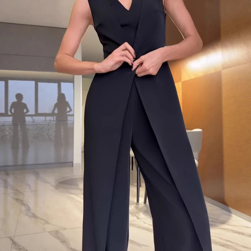 Women Fashion Hight Waist Irregular Office Jumpsuit Casual Solid Straight Playsuit Overall Elegant V-neck Sleeveless Long Romper
Women Fashion Hight Waist Irregular Office Jumpsuit Casual Solid Straight Playsuit Overall Elegant V-neck Sleeveless Long Romper