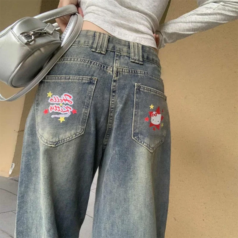 Y2K Hello Kitty Jeans Sanrioed Woman Cartoon Printing Trousers Spring Autumn Cute Girls Student High Waist Straight Leg Pants
Y2K Hello Kitty Jeans Sanrioed Woman Cartoon Printing Trousers Spring Autumn Cute Girls Student High Waist Straight Leg Pants