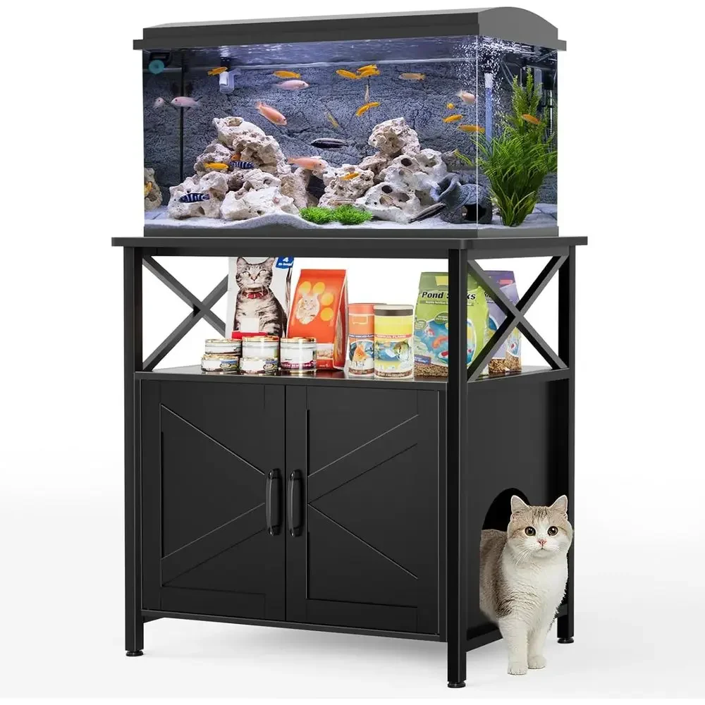20-29 Gallon Cat Fish Tank Stand with Litter Box Enclosure, Storage Shelving, 30.7 x 17.32, 330 lbs Capacity, Black
20-29 Gallon Cat Fish Tank Stand with Litter Box Enclosure, Storage Shelving, 30.7 x 17.32, 330 lbs Capacity, Black
