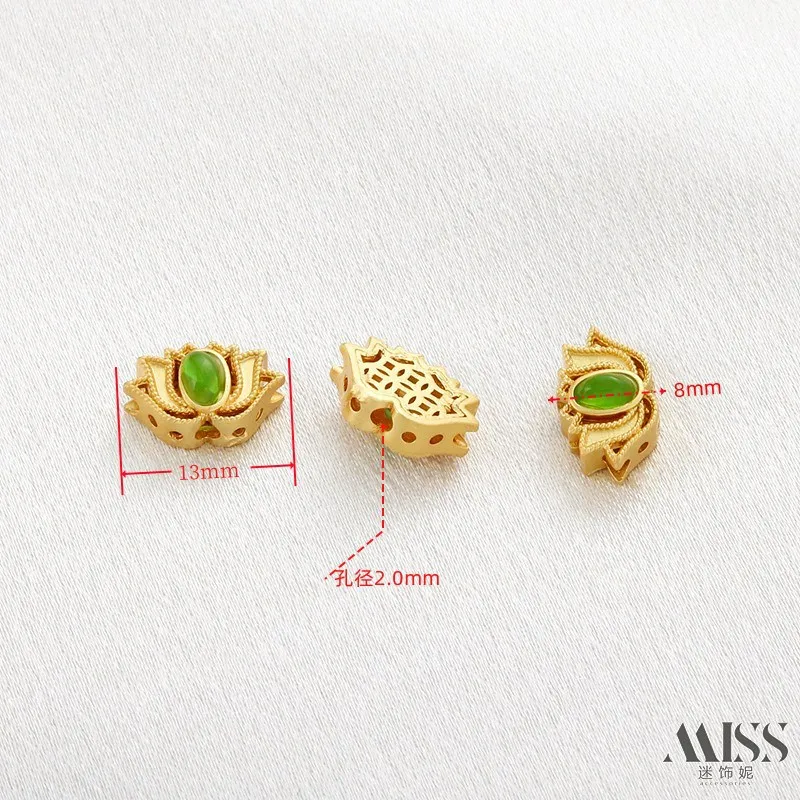 18K Gold Plated Matte Gold Green Gem Lotus Hollow Spacer Beads Lucky Beads For DIY Bracelet Necklace Jewelry
18K Gold Plated Matte Gold Green Gem Lotus Hollow Spacer Beads Lucky Beads For DIY Bracelet Necklace Jewelry