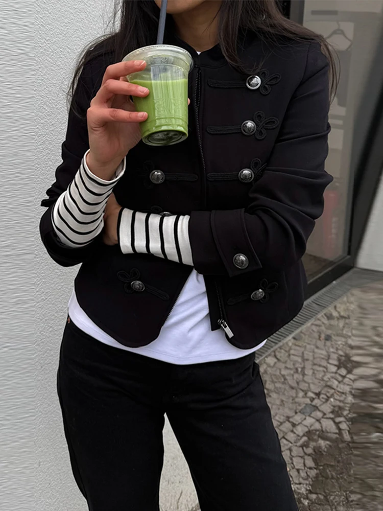 Women Napoleon Stand Neck Jackets Coats Solid Zipper Double Breasted Oversized Jackets Top Female Spring New Chic Casual Outfit
Women Napoleon Stand Neck Jackets Coats Solid Zipper Double Breasted Oversized Jackets Top Female Spring New Chic Casual Outfit