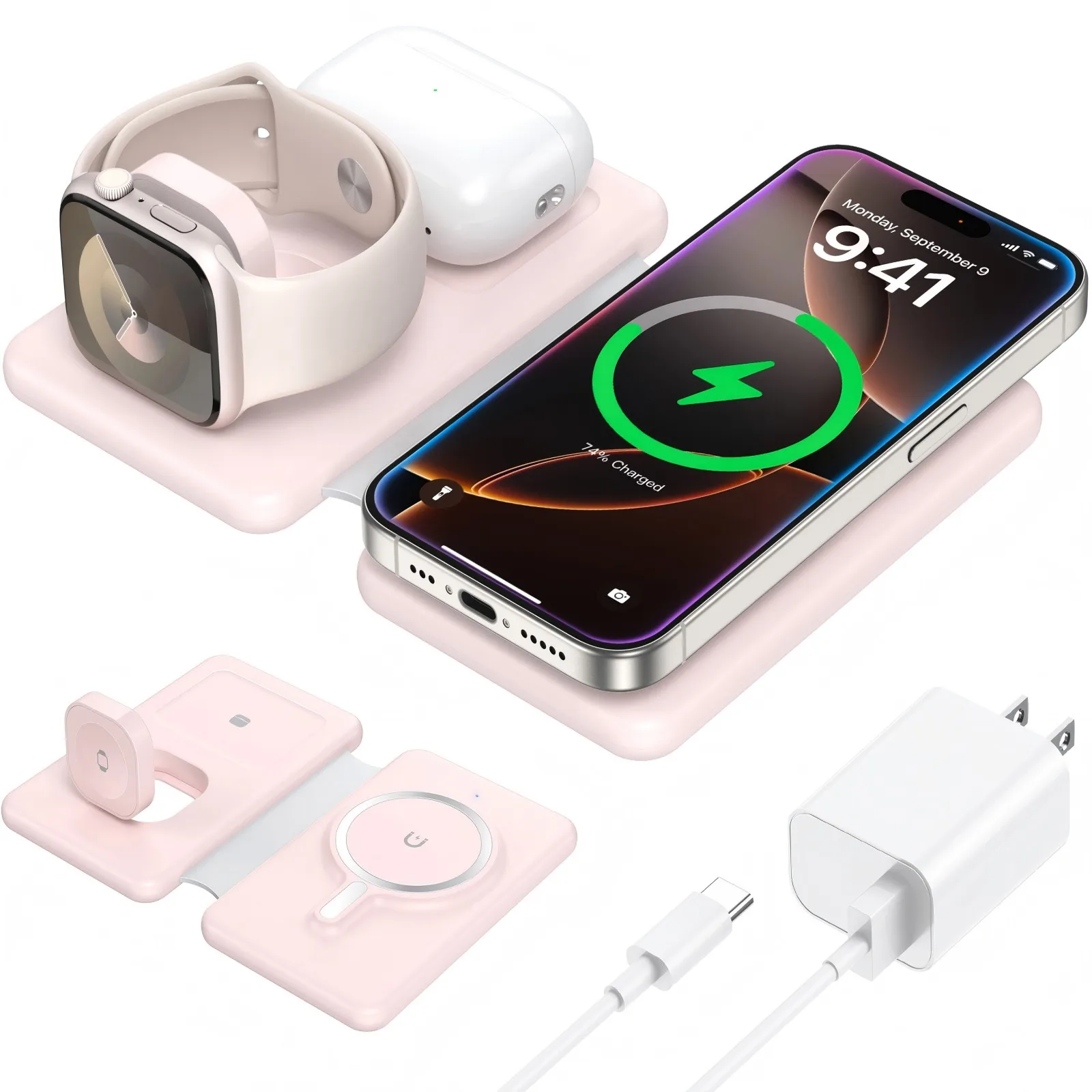 3-in-1Mobile Wireless Charger-Compatible with15,14,13,12Pro Max Plus-Foldable Magnetic Charging Pad for iWatch andAirpods Series
3-in-1Mobile Wireless Charger-Compatible with15,14,13,12Pro Max Plus-Foldable Magnetic Charging Pad for iWatch andAirpods Series