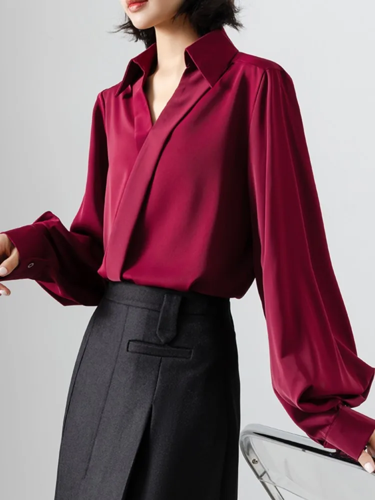 Women Elegant Solid Long Sleeved Shirt Korean Fashion Office Lady Chiffon V-neck Tops Business Casual Famale Formal Work Clothes
Women Elegant Solid Long Sleeved Shirt Korean Fashion Office Lady Chiffon V-neck Tops Business Casual Famale Formal Work Clothes