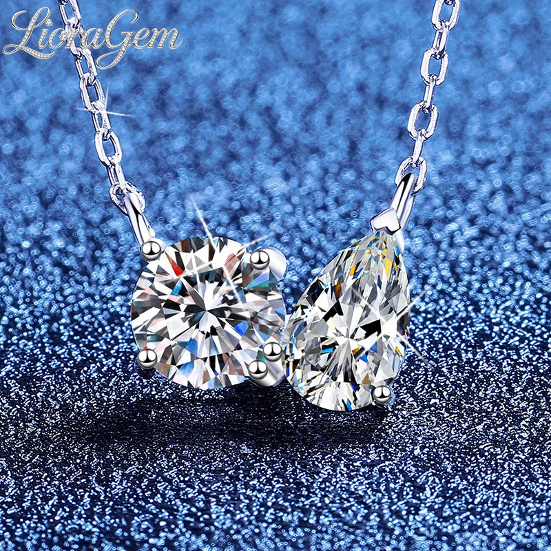 LioraGem Moissanite Teardrop Round Double-pendant Necklace, Niche Fashion Clavicle Chain for Women Platinum PT950 Stamp
LioraGem Moissanite Teardrop Round Double-pendant Necklace, Niche Fashion Clavicle Chain for Women Platinum PT950 Stamp