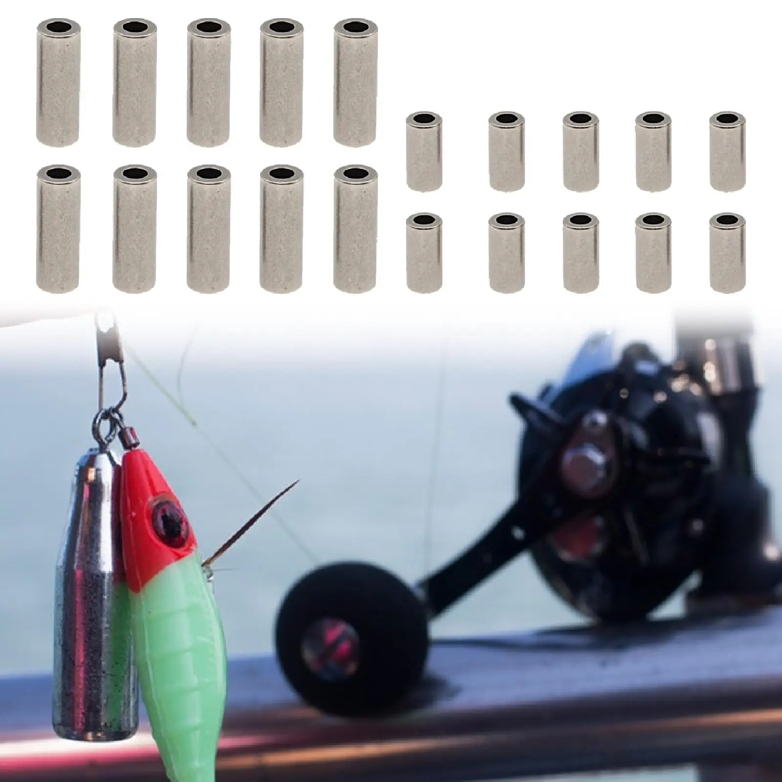20Pcs Single Barrel Fishing Crimp Sleeves Rigging Tackle for Deep Sea Fishing Nylon Lines Trolling Wire Lines Outdoor Sports
20Pcs Single Barrel Fishing Crimp Sleeves Rigging Tackle for Deep Sea Fishing Nylon Lines Trolling Wire Lines Outdoor Sports
