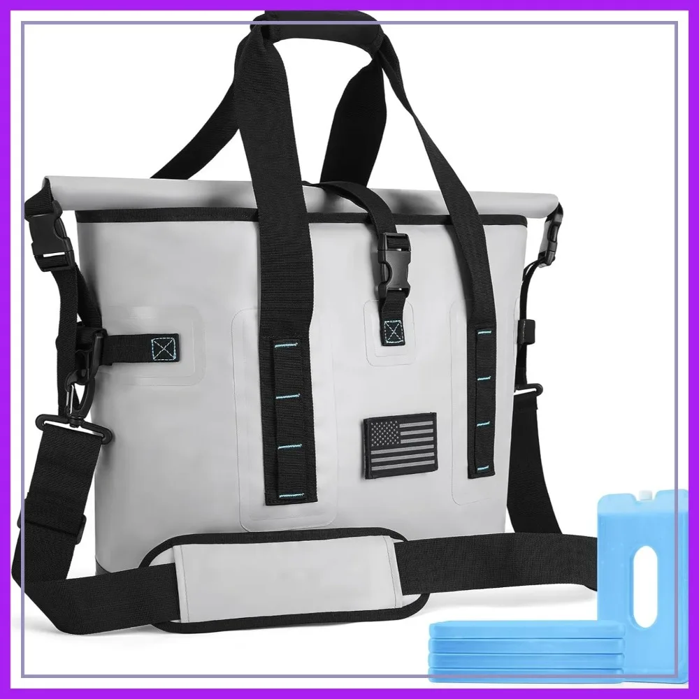 40 Can Large Soft Cooler Bag, Roll-Top Leak-Proof, Sealed Waterproof Closure, Easy Open, 5 Freezer Packs, 12+ Hours Ice Retention for Camping, Beach, Boating
40 Can Large Soft Cooler Bag, Roll-Top Leak-Proof, Sealed Waterproof Closure, Easy Open, 5 Freezer Packs, 12+ Hours Ice Retention for Camping, Beach, Boating