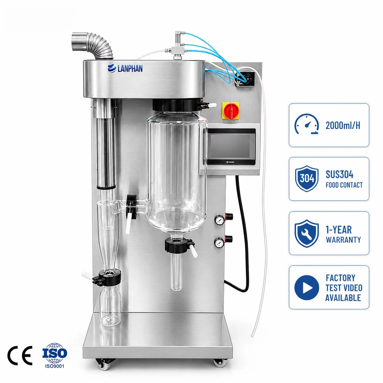 Small Batch Laboratory Scale 2000mL/h Spray Dryer Machine Ideal for Protein Powder, Herbal Extracts & Food Ingredients
Small Batch Laboratory Scale 2000mL/h Spray Dryer Machine Ideal for Protein Powder, Herbal Extracts & Food Ingredients