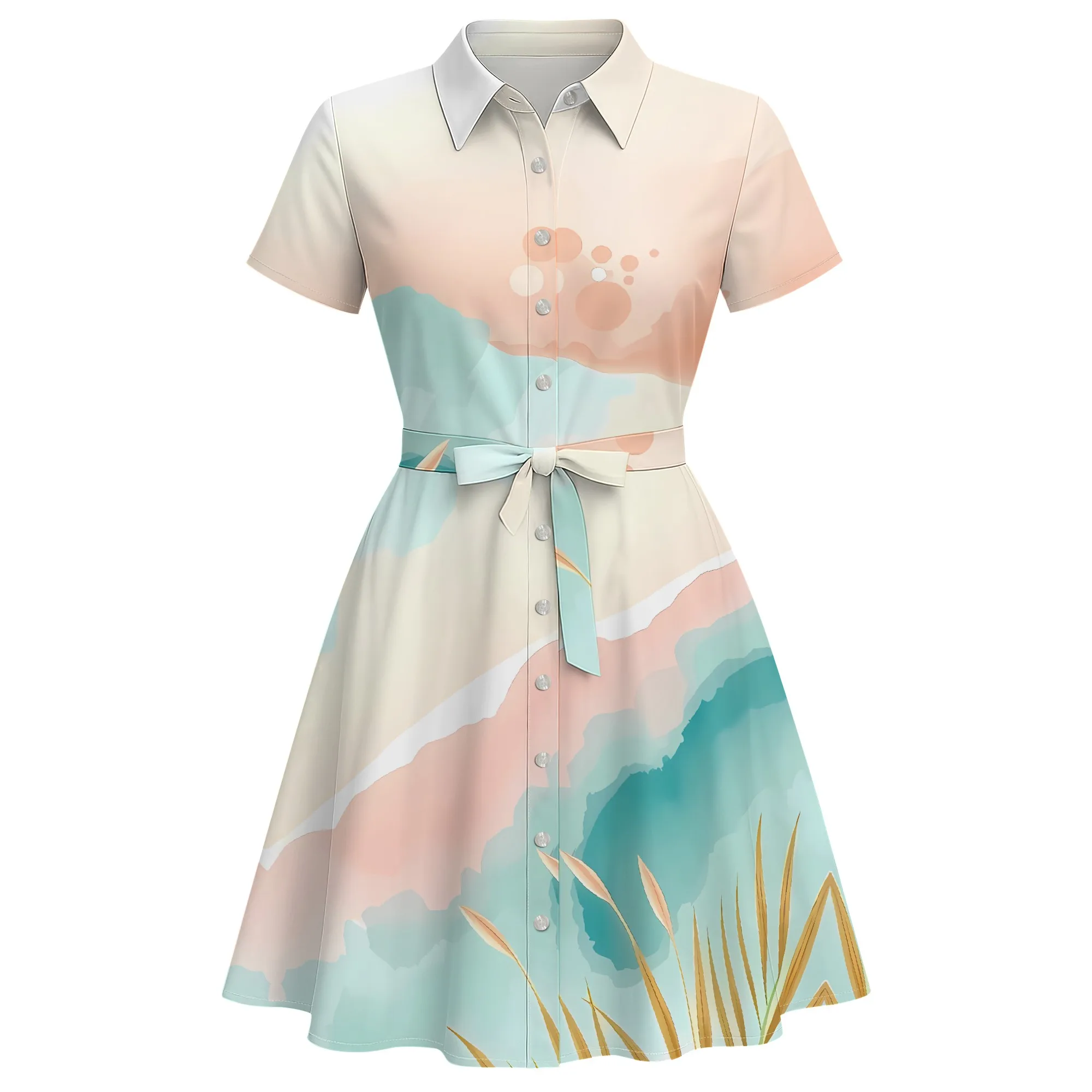 Nupusa Pink Blue Gradient Watercolor Print Dress for Women Regular Size Summer Casual Shirt Collar Short Sleeve Belted Midi Dres
Nupusa Pink Blue Gradient Watercolor Print Dress for Women Regular Size Summer Casual Shirt Collar Short Sleeve Belted Midi Dres