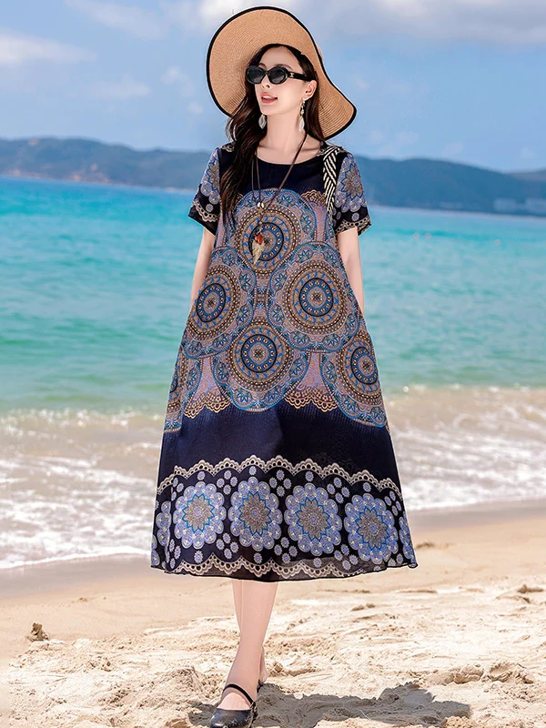 New Summer Cotton Silk Floral Print Long Dress Women's Beach Vacation Beachside A-Line Skirt Lightweight Comfortable Fit
New Summer Cotton Silk Floral Print Long Dress Women's Beach Vacation Beachside A-Line Skirt Lightweight Comfortable Fit