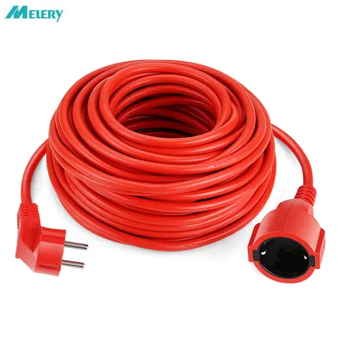 Cable de extensión de regleta, Cable de 5/10/20m, 16A, enchufes de la UE, 4000w, Schuko eléctrico, 1,0mm, enchufes rojos para interiores y exteriores, ingeniería