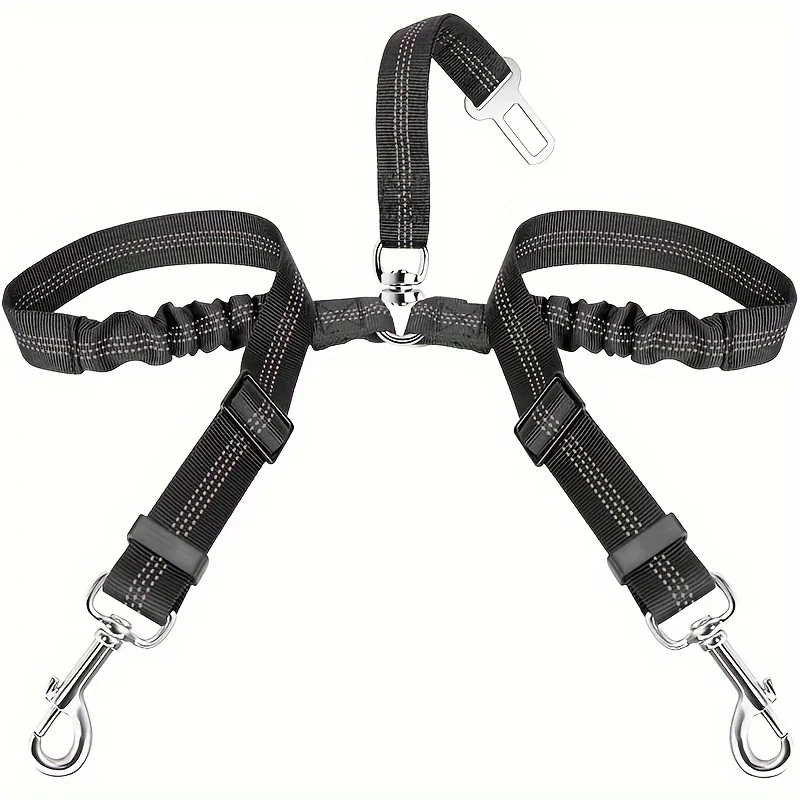 Dog Seat Belt, Double Dog Seatbelt Adjustable Vehicle Safety Leash with Elastic Bungee Buffer, Reflective No Tangle Y Shape Two
Dog Seat Belt, Double Dog Seatbelt Adjustable Vehicle Safety Leash with Elastic Bungee Buffer, Reflective No Tangle Y Shape Two