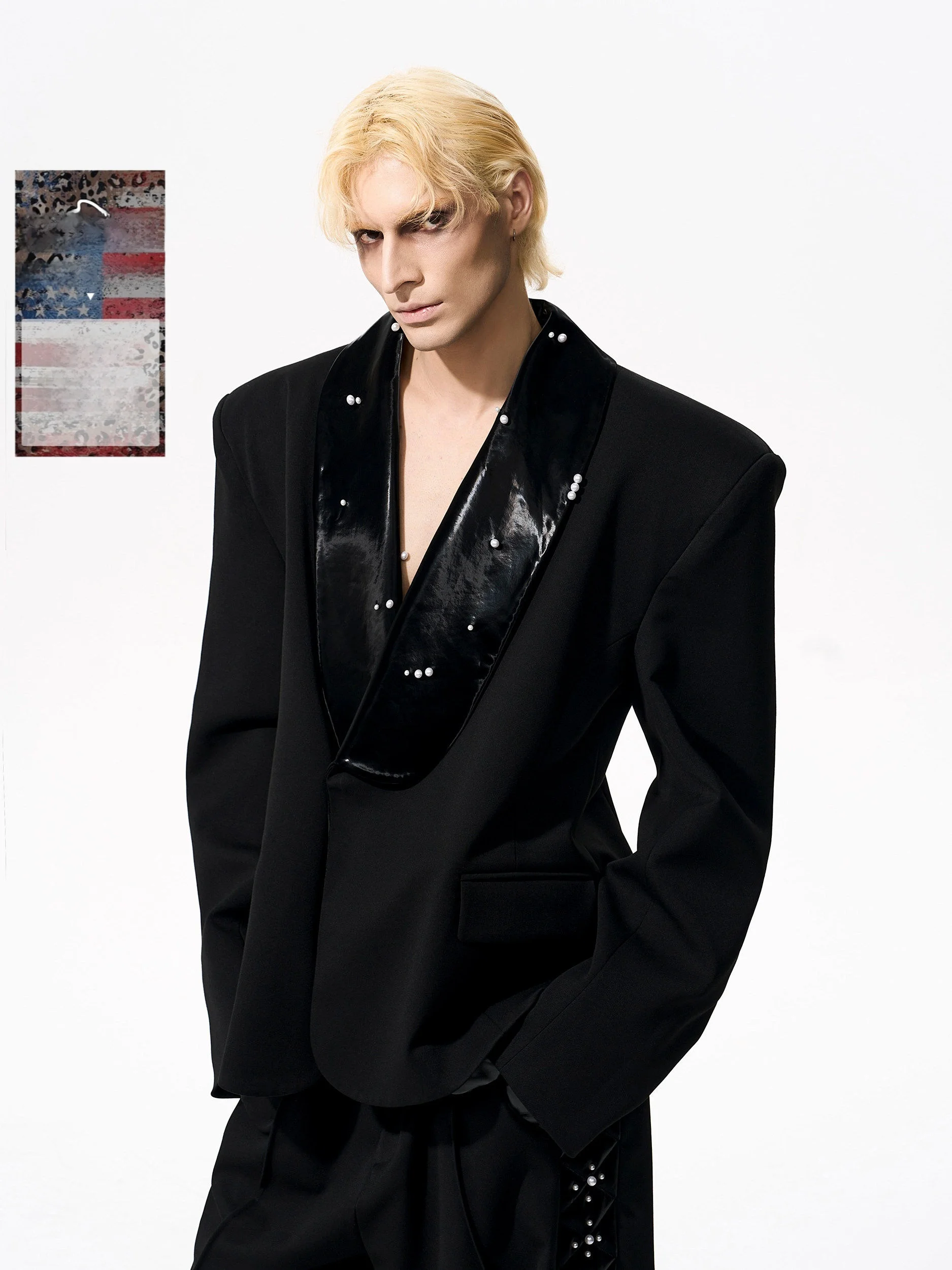 Black PU Leather Shoulder Pad Men's Suit Jacket SEE Brand Youthful Style Long Sleeve Single Button Closure Cufflinks
Black PU Leather Shoulder Pad Men's Suit Jacket SEE Brand Youthful Style Long Sleeve Single Button Closure Cufflinks