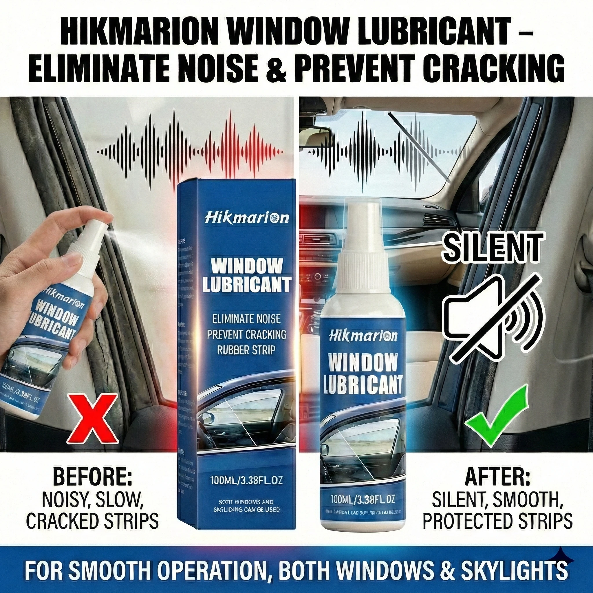 Car window track lubricant reduces window lifting and lowering noise, lubricates the track, and repairs cracks.
Car window track lubricant reduces window lifting and lowering noise, lubricates the track, and repairs cracks.
