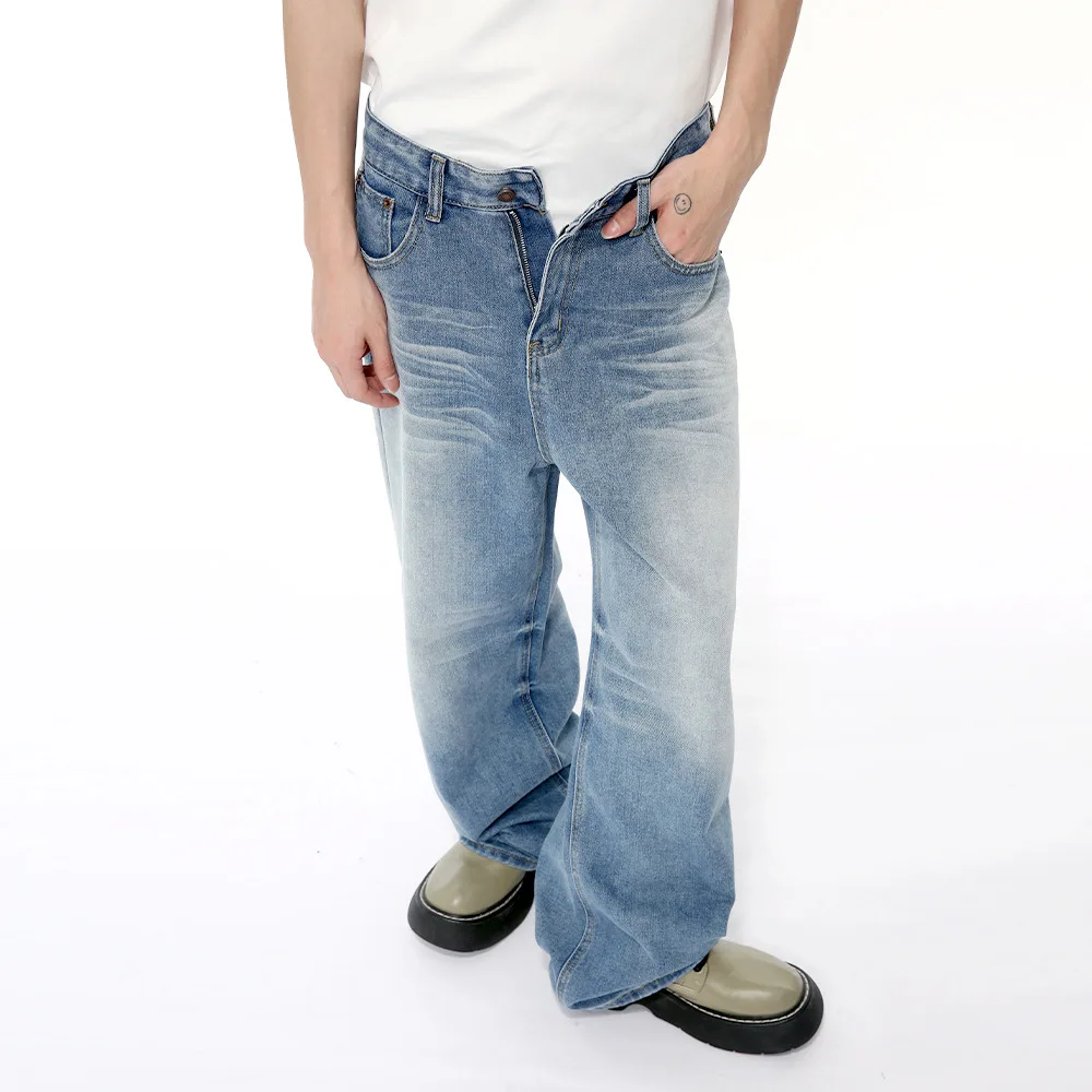 Four Seasons Men's American Vintage Loose Casual Wide Leg Straight Light Blue Jeans Pants Trendy Washed Solid Denim Trousers
Four Seasons Men's American Vintage Loose Casual Wide Leg Straight Light Blue Jeans Pants Trendy Washed Solid Denim Trousers