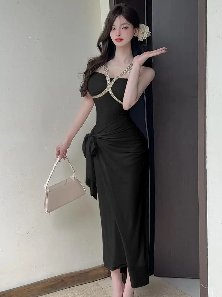 Vintage Women Black Beige Patchwork Sexy V Neck Halter Long Dress Summer Sleeveless Slim Elegant Backless Vacation Party Dresses
Vintage Women Black Beige Patchwork Sexy V Neck Halter Long Dress Summer Sleeveless Slim Elegant Backless Vacation Party Dresses