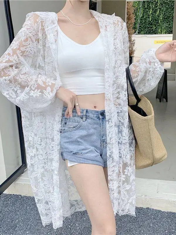 plus Size Lace Hooded Sunshade Cover up Women's Summer Lightweight Midi Mesh Jacket Casual Loose Style Long Sleeve Floral Print
plus Size Lace Hooded Sunshade Cover up Women's Summer Lightweight Midi Mesh Jacket Casual Loose Style Long Sleeve Floral Print