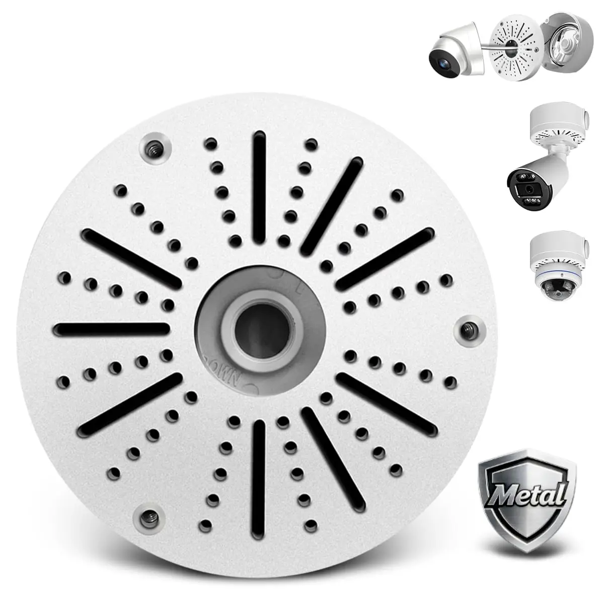 Universal Junction Box for Security Camera, Metal Enclosure with Cable Management, Wall Ceiling Mount for Bullet Dome Turret
Universal Junction Box for Security Camera, Metal Enclosure with Cable Management, Wall Ceiling Mount for Bullet Dome Turret