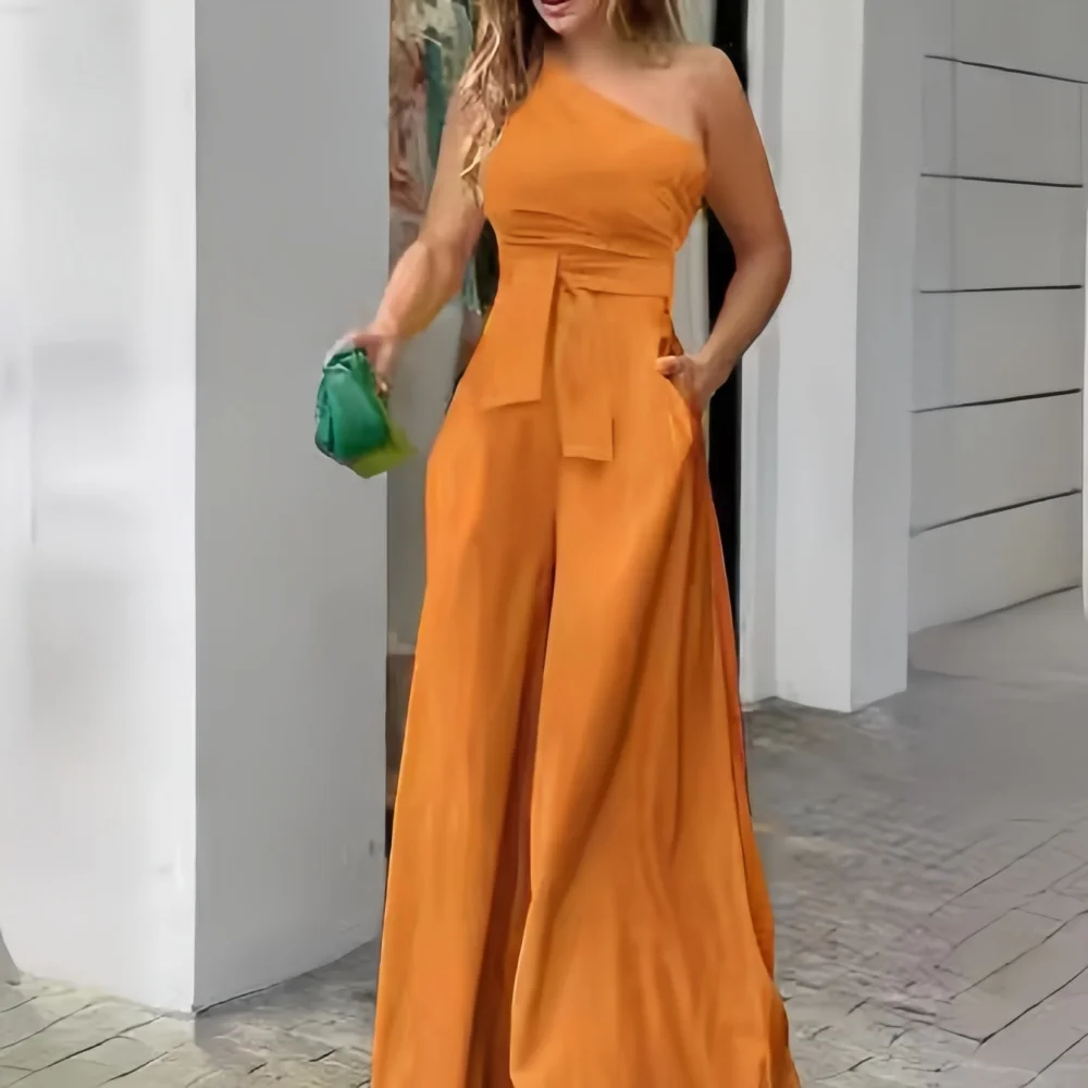 Women's Clothes Jumpsuit Solid Color Lace-up Irregular Off-The-Shoulder Casual High Waist Wide Leg Casual Ladies Jumpsuit
Women's Clothes Jumpsuit Solid Color Lace-up Irregular Off-The-Shoulder Casual High Waist Wide Leg Casual Ladies Jumpsuit