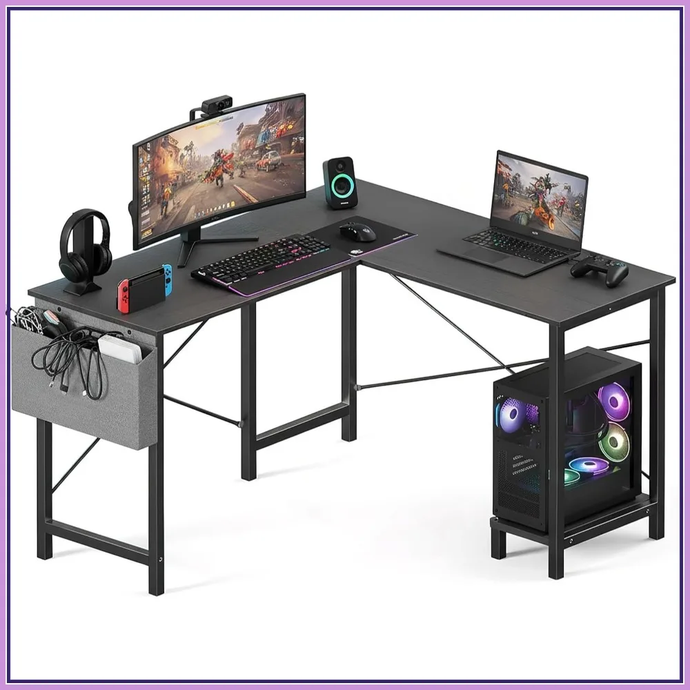 L Shaped Desk 50 Inch Office Computer Gaming Corner Desk with Side Bag and Reversible Shelf for Home Work Study Writing Black
L Shaped Desk 50 Inch Office Computer Gaming Corner Desk with Side Bag and Reversible Shelf for Home Work Study Writing Black