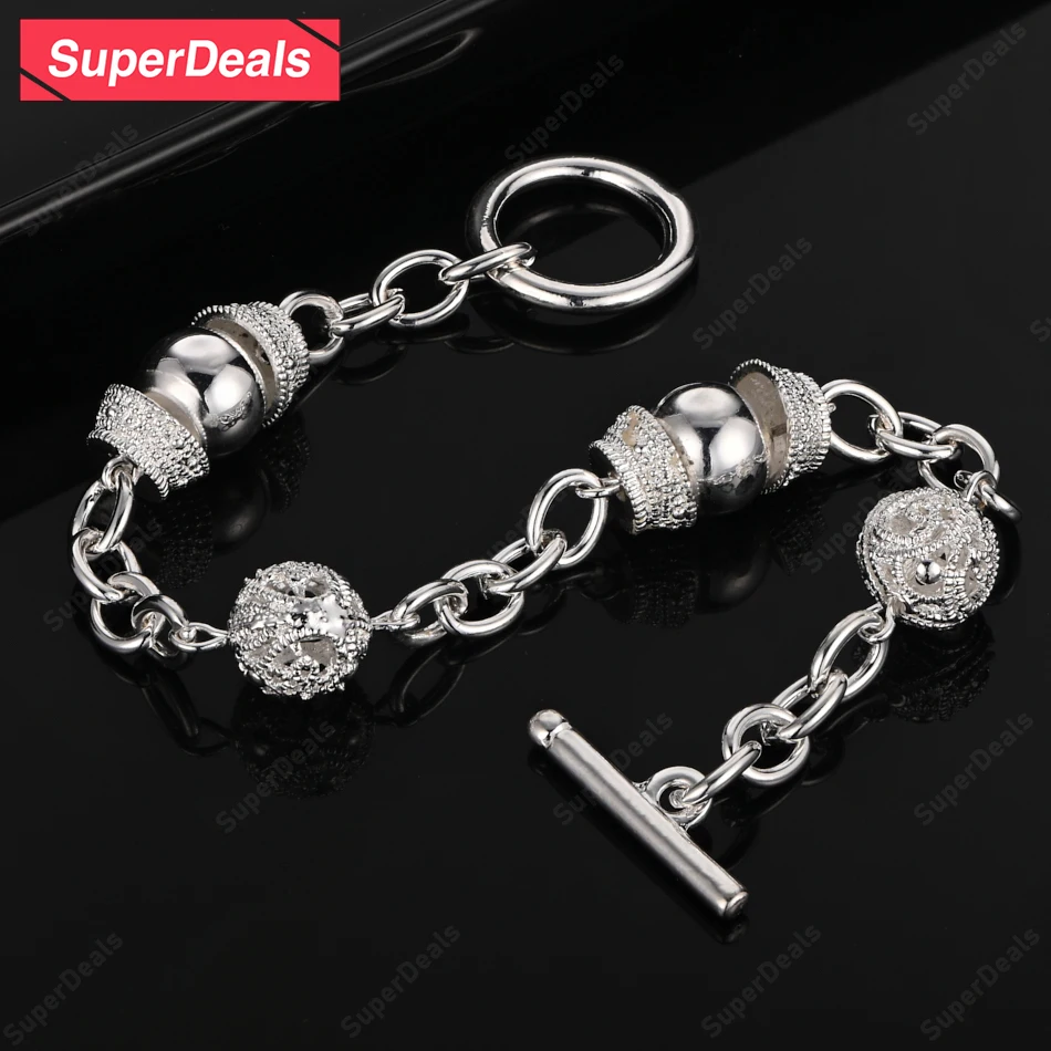 SuperDeals 925 Sterling Silver Bracelet Hollow Ball OT Buckle Chain Women Engagement Wedding Party Gift Men Fashion Jewelry
SuperDeals 925 Sterling Silver Bracelet Hollow Ball OT Buckle Chain Women Engagement Wedding Party Gift Men Fashion Jewelry