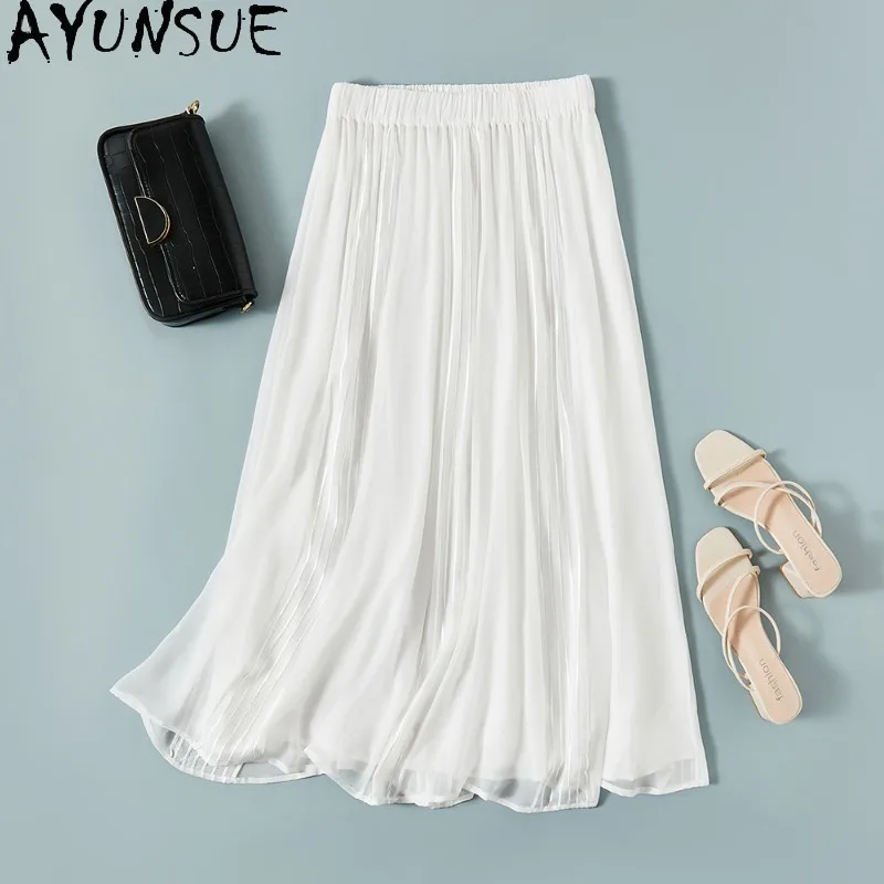 AYUNSUE 100% Silk Women's Skirts Solid Color Skirts for Women Elastic Waist Summer Clothes for Woman High Quality Юбка Женская
AYUNSUE 100% Silk Women's Skirts Solid Color Skirts for Women Elastic Waist Summer Clothes for Woman High Quality Юбка Женская