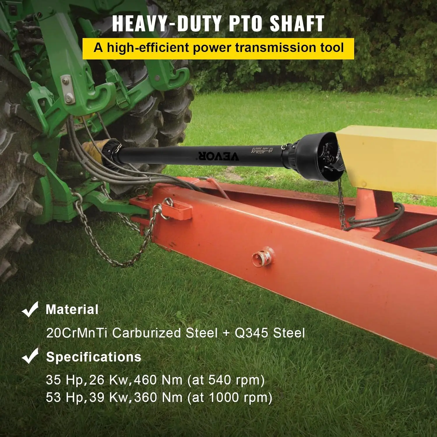 PTO Shaft, 1-3/8" PTO Drive 6 Spline Tractor, Round Implement Ends PTO Driveline , Series 4 Tractor
PTO Shaft, 1-3/8" PTO Drive 6 Spline Tractor, Round Implement Ends PTO Driveline , Series 4 Tractor