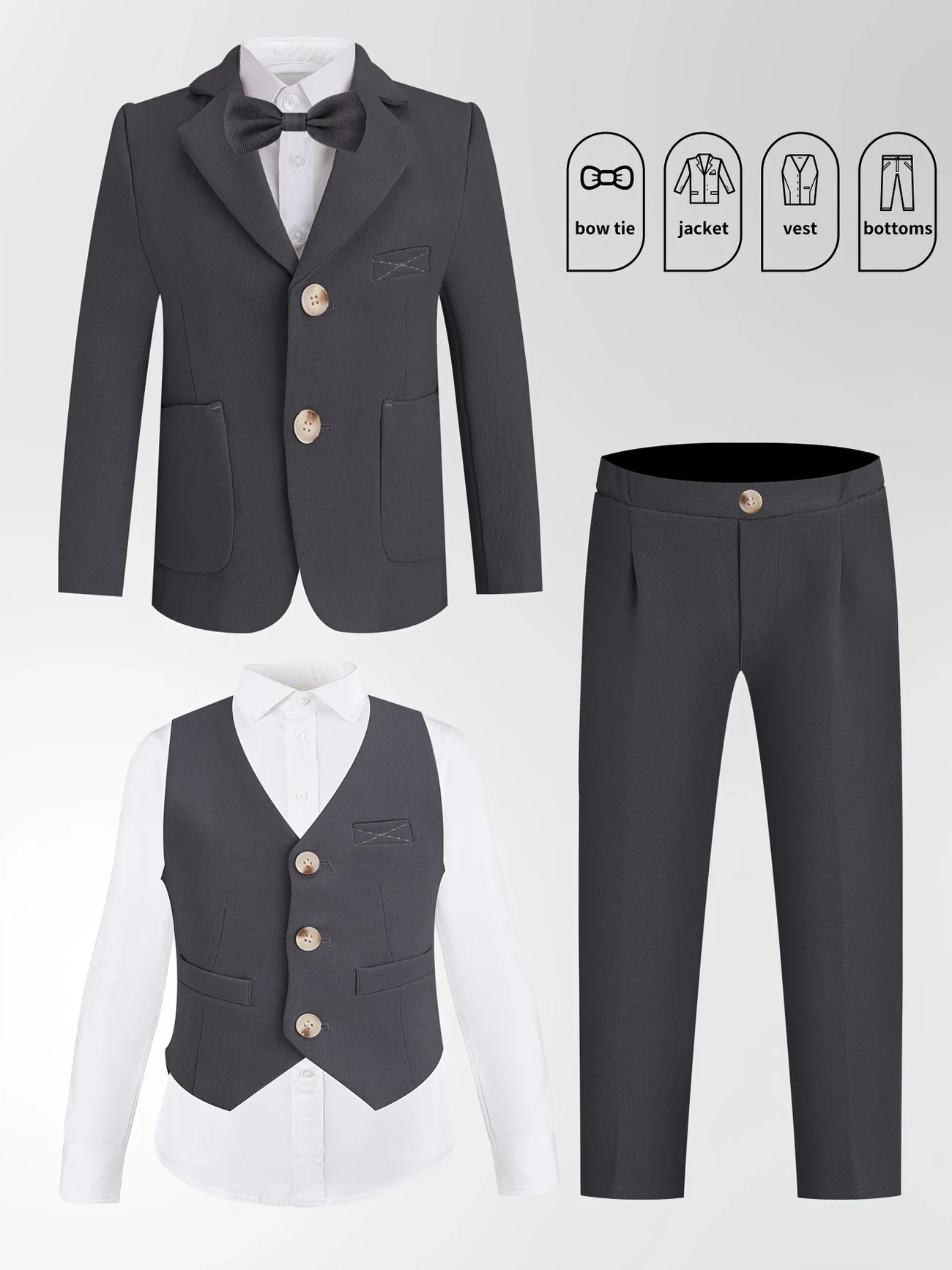 British Kids Spring Gary 4Pieces/Set Jacket Vest Pants Bowtie 4Pieces Wedding Suit Boys Photography Dress Children Piano Costume
British Kids Spring Gary 4Pieces/Set Jacket Vest Pants Bowtie 4Pieces Wedding Suit Boys Photography Dress Children Piano Costume