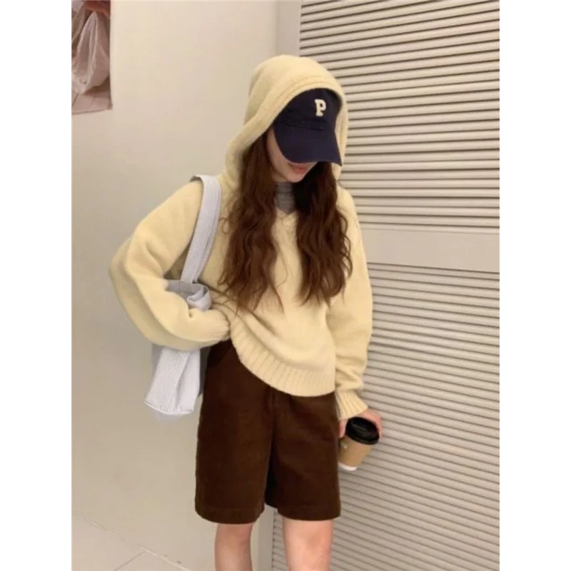 Slimming Effect Thiened Hooded Knitted Sweater Pure Color Women's Faionable Versatile Loose Fit Korean Sle Top
Slimming Effect Thiened Hooded Knitted Sweater Pure Color Women's Faionable Versatile Loose Fit Korean Sle Top