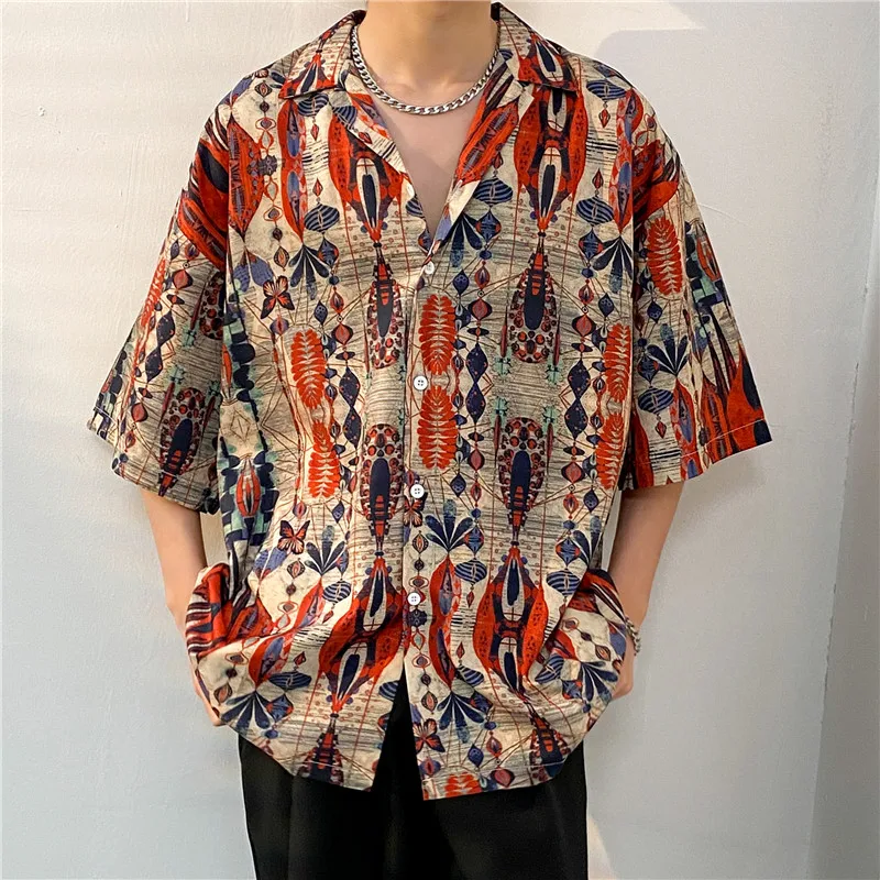 2024 Men's Summer Fashion Print Short Sleeve Shirt Male Turn Down Collar Thin Shirts Men Oversized Loose Button Blouses D383
2024 Men's Summer Fashion Print Short Sleeve Shirt Male Turn Down Collar Thin Shirts Men Oversized Loose Button Blouses D383