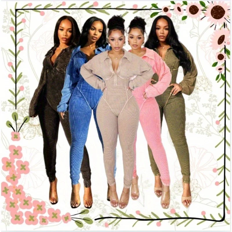 Costumes Accessories European and American Fashion Women's Clothing Washed and Worn Deep V Tight Long-sleeved Autumn Jumpsuits
Costumes Accessories European and American Fashion Women's Clothing Washed and Worn Deep V Tight Long-sleeved Autumn Jumpsuits