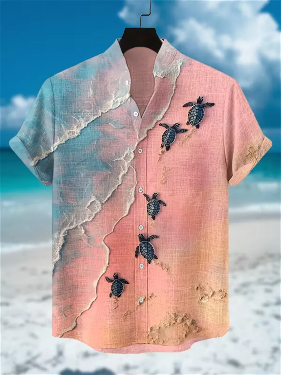 Hawaiian style men's short sleeved linen shirt, button design, digital printing, casual and comfortable, fashionable dressing
Hawaiian style men's short sleeved linen shirt, button design, digital printing, casual and comfortable, fashionable dressing