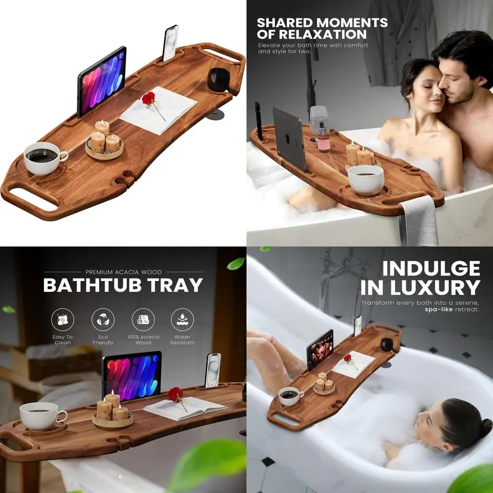 Large 35x10 Inch Thick Acacia Wood Bathtub Tray, Waterproof, Non-Toxic, Adjustable Legs, No Tools Needed, Luxury Bath Accessorie
Large 35x10 Inch Thick Acacia Wood Bathtub Tray, Waterproof, Non-Toxic, Adjustable Legs, No Tools Needed, Luxury Bath Accessorie