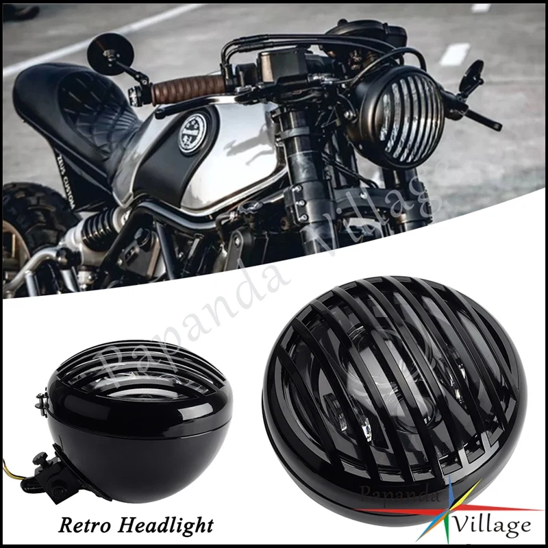 Motorcycle 12V LED Headlight Black Vintage Antique Style Grill Prison Head Light Universal For Bobber Cafe Racer Touring Custom
Motorcycle 12V LED Headlight Black Vintage Antique Style Grill Prison Head Light Universal For Bobber Cafe Racer Touring Custom