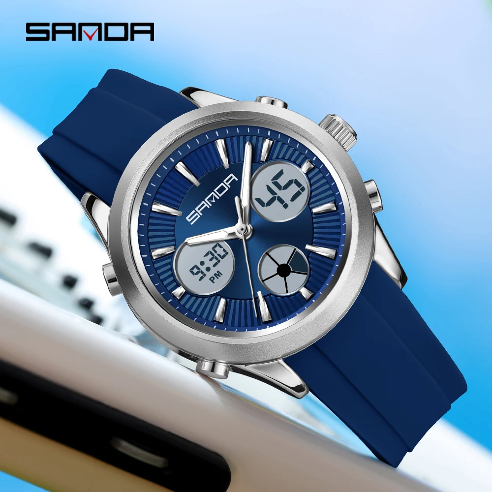 SANDA 9105 электронные часы для мужчин, хронограф с двойным дисплеем, светящийся календарь, водонепроницаемые спортивные мужские цифровые наручные часы на открытом воздухе
SANDA 9105 электронные часы для мужчин, хронограф с двойным дисплеем, светящийся календарь, водонепроницаемые спортивные мужские цифровые наручные часы на открытом воздухе