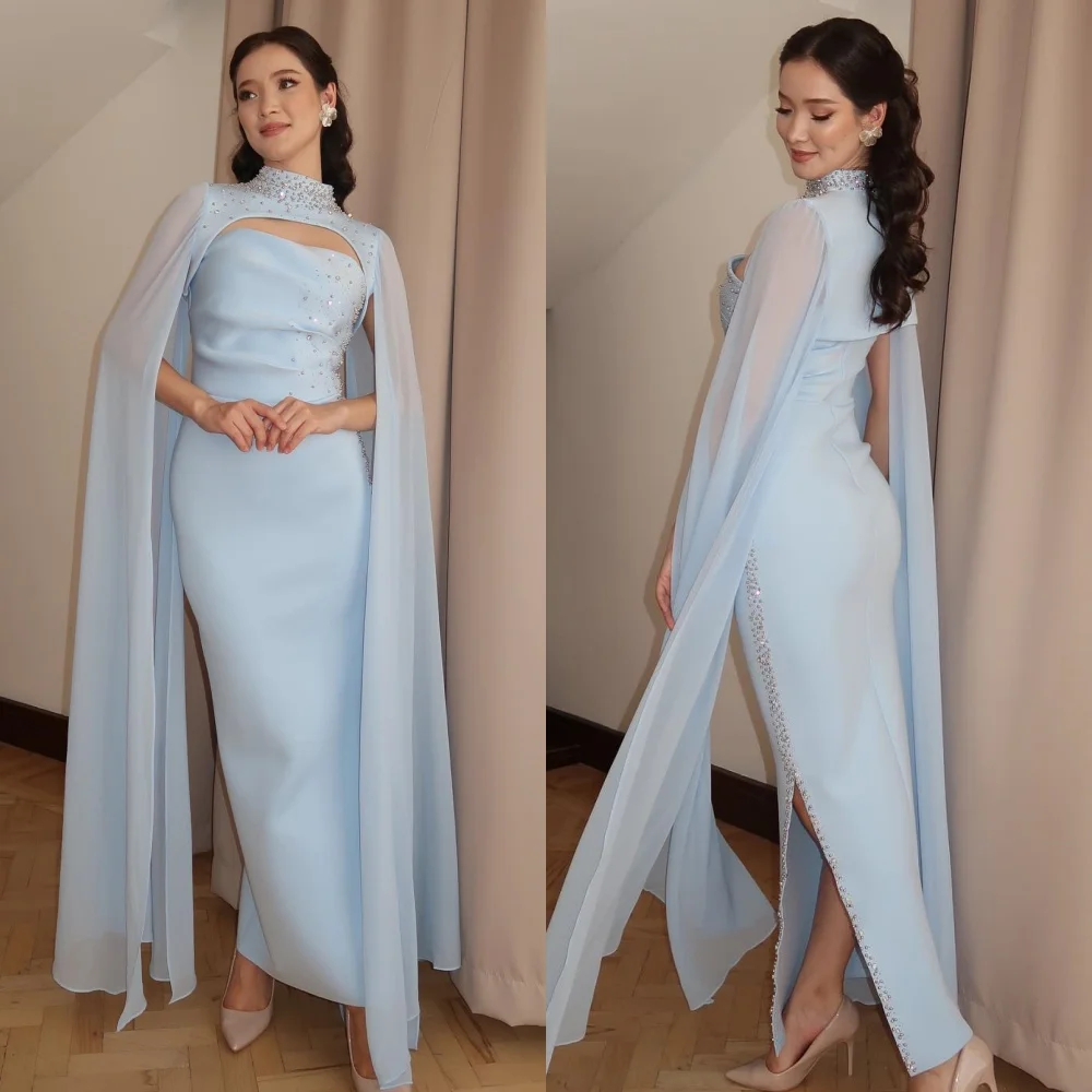 Customized Modern Style Elegant Jersey Ruched Rhinestone Straight High Collar Ankle Length Dresses Bespoke Occasion Dresses
Customized Modern Style Elegant Jersey Ruched Rhinestone Straight High Collar Ankle Length Dresses Bespoke Occasion Dresses