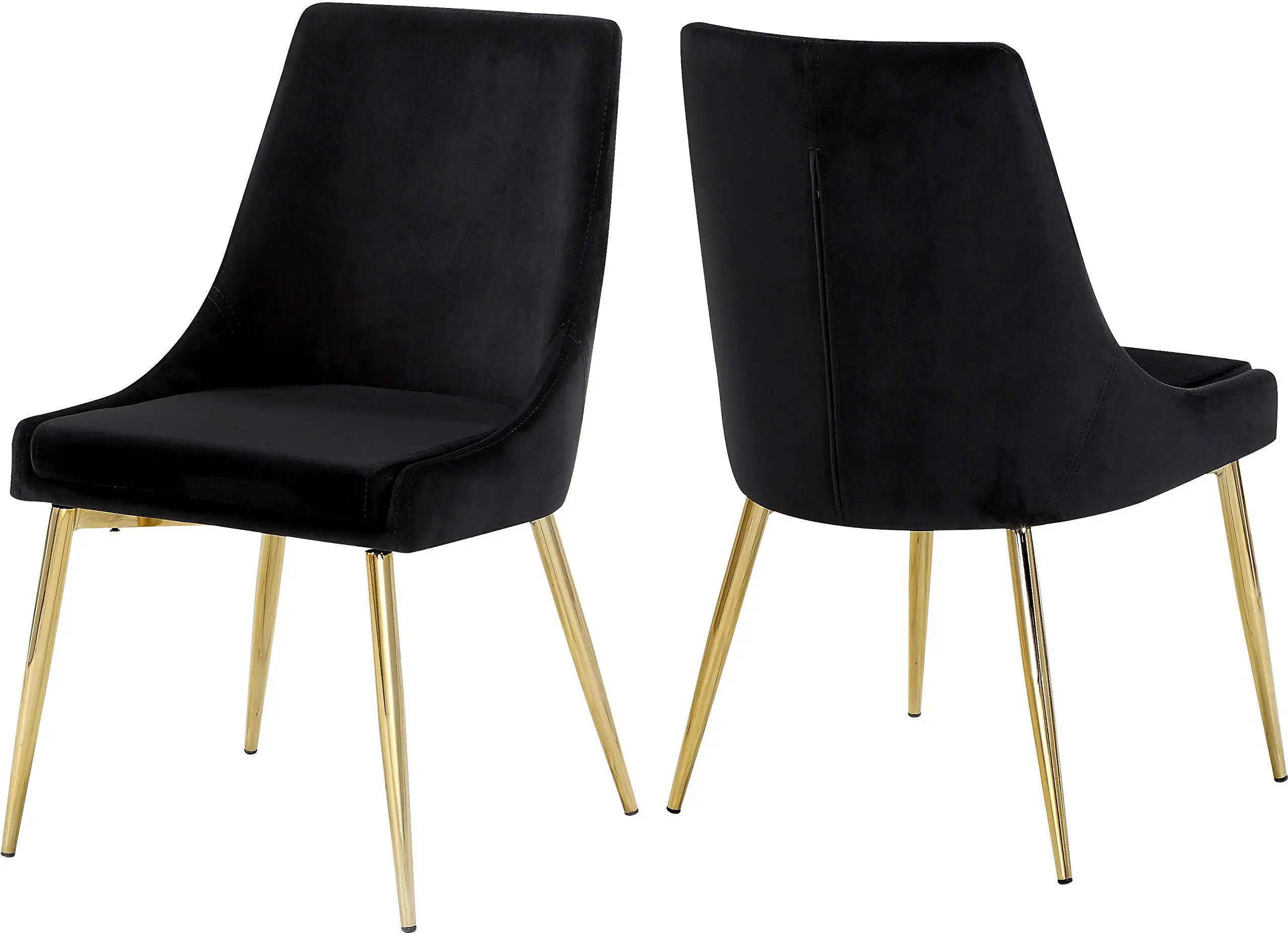 Modern Black Velvet Dining Chair With Polished Metal Legs Set Of 2
Modern Black Velvet Dining Chair With Polished Metal Legs Set Of 2