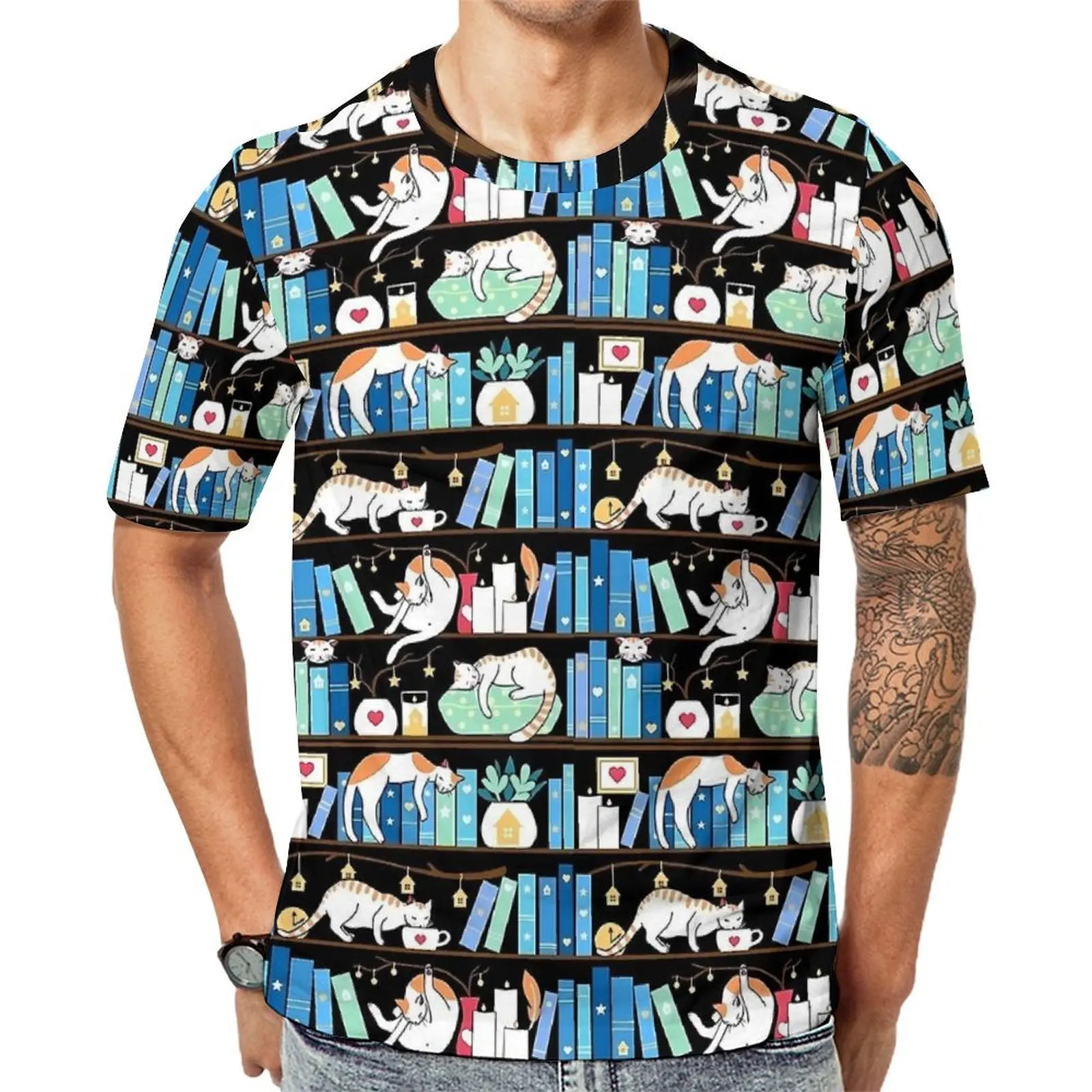Summer T-Shirt Library Cat Print T-Shirts Casual Hip Hop Tees For Man Short Sleeve Design Plus Size Clothes
Summer T-Shirt Library Cat Print T-Shirts Casual Hip Hop Tees For Man Short Sleeve Design Plus Size Clothes